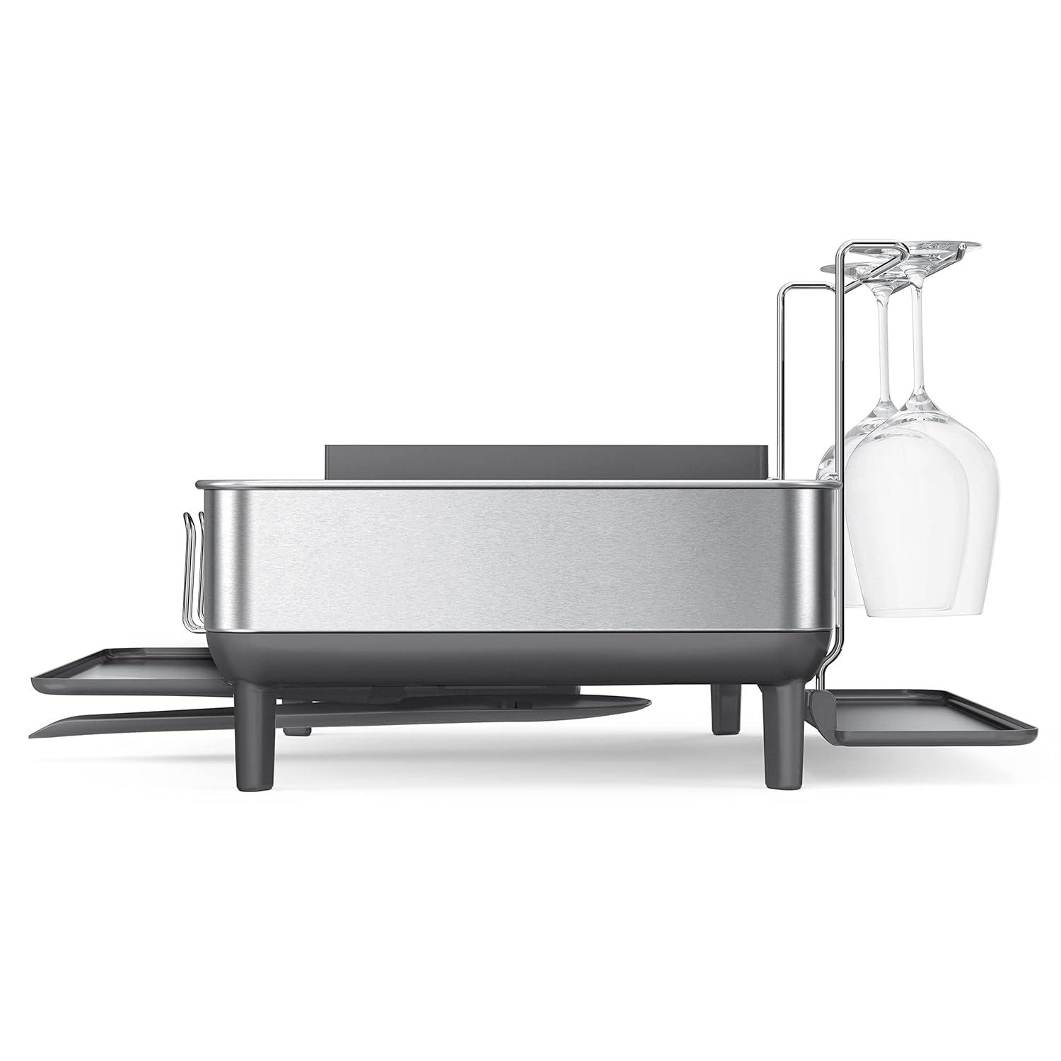 Simplehuman Kitchen Dish Drying Rack, Brushed Stainless Steel