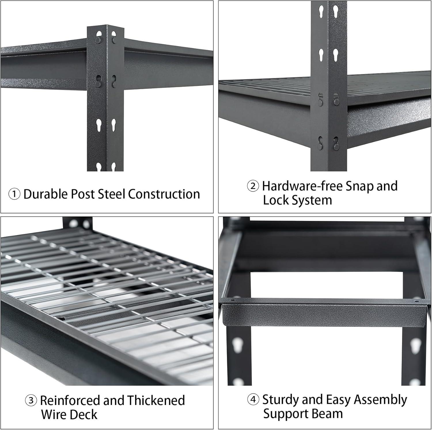 Shungtong Atlas 8000LBS Garage Storage Shelves, 72"W Heavy Duty Metal Industrial Shelves, 4 Tier Adjustable Storage Rack for Warehouse Shop Basement,72"W x 24"D x 72"H, Gray