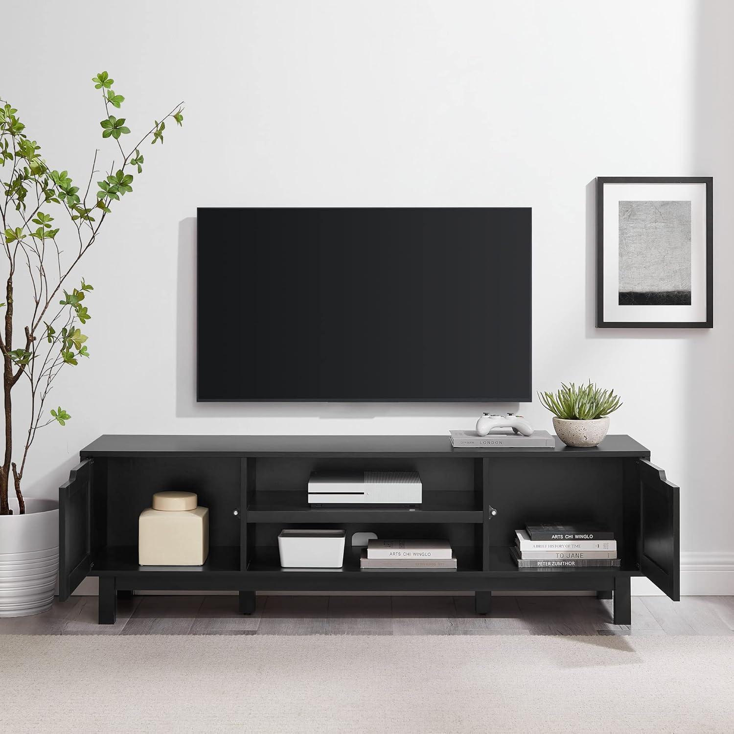 58" 2-Door Wood TV Stand for TVs up to 65 inches - Solid Black