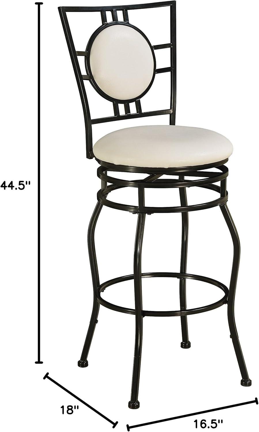 Black Adjustable Swivel Metal and Leather Bar Stool