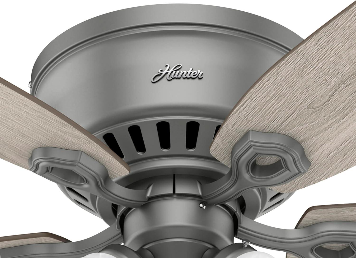 Builder Low Profile 52" 5 - Blade Flush Mount Ceiling Fan with Lights and Pull Chains