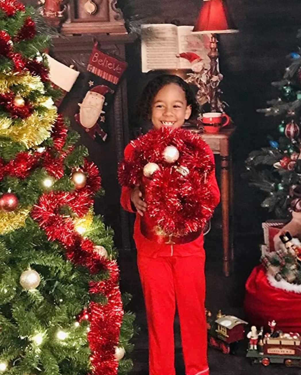 2 Pack Red Super Duper Thick Tinsel Garland 50 Ft Total (Two Strands Each 25 ft Long) (Red, 50 Ft. (Two 25 ft Tinsels) 2 Pack