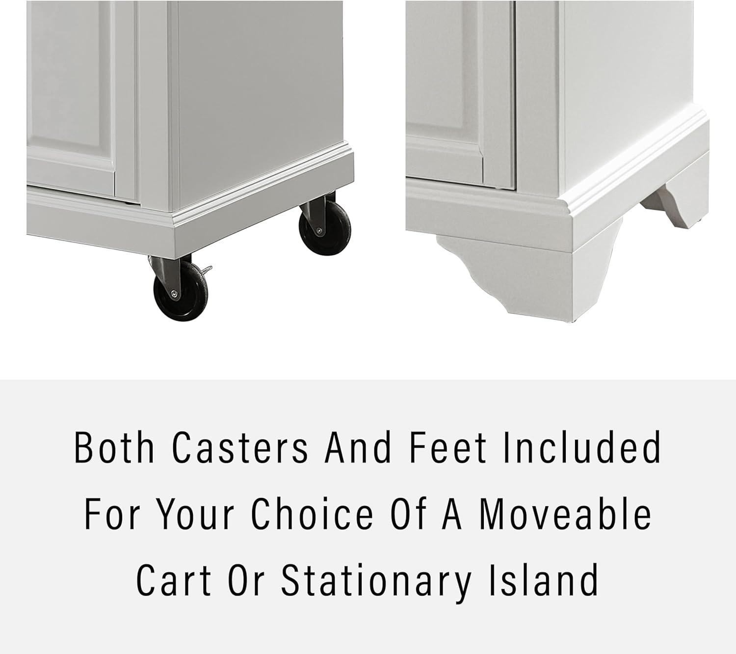 Lafayette Stainless Steel Top Portable Kitchen Island/Cart White - Crosley: Adjustable Shelf, Towel Bars, Casters