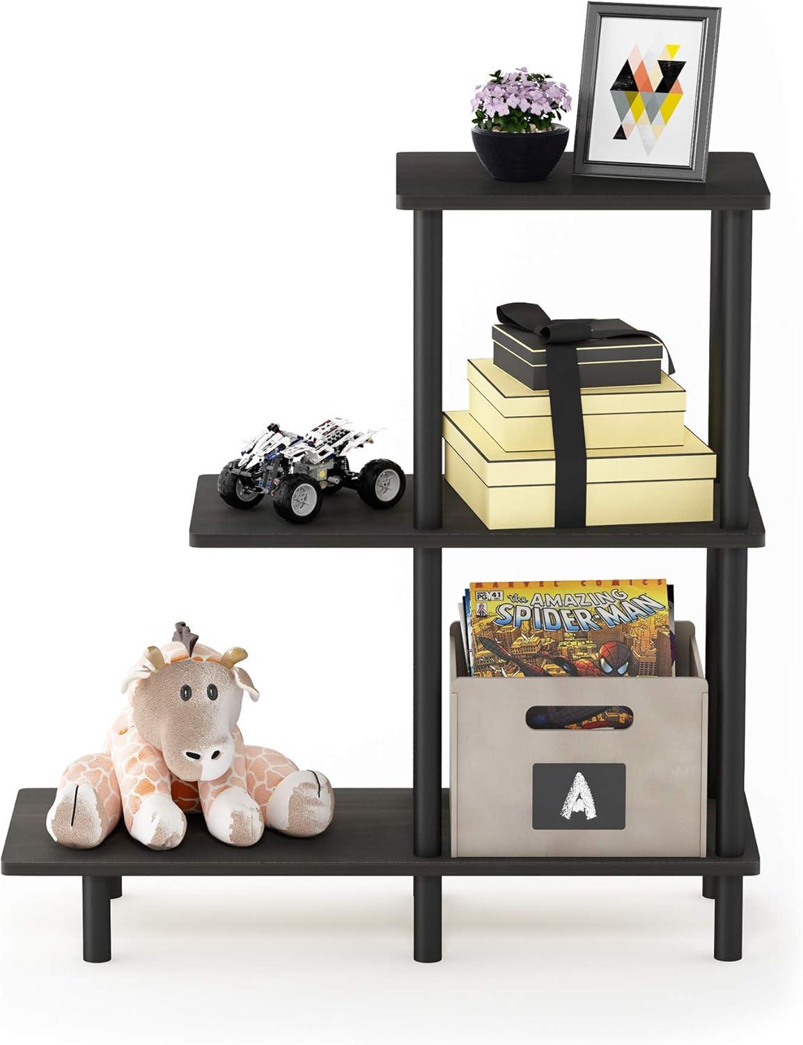 18127EX-BK Turn-N-Tube 3-Tier Sofa Side Table, Espresso & Black - 31.5 x 25.63 x 11.61 in.