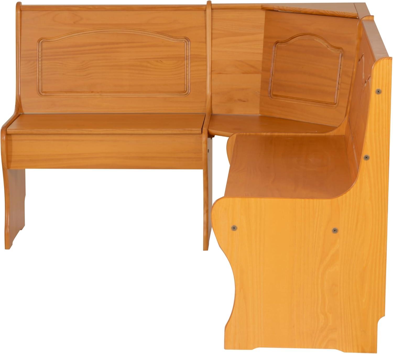 Chelsea Traditional Wood Farmhouse Breakfast Nook Corner Unit Honey - Linon