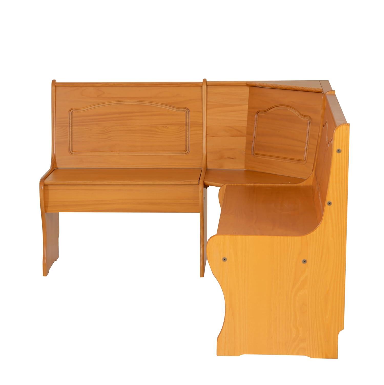 Chelsea Traditional Wood Farmhouse Breakfast Nook Corner Unit Honey - Linon