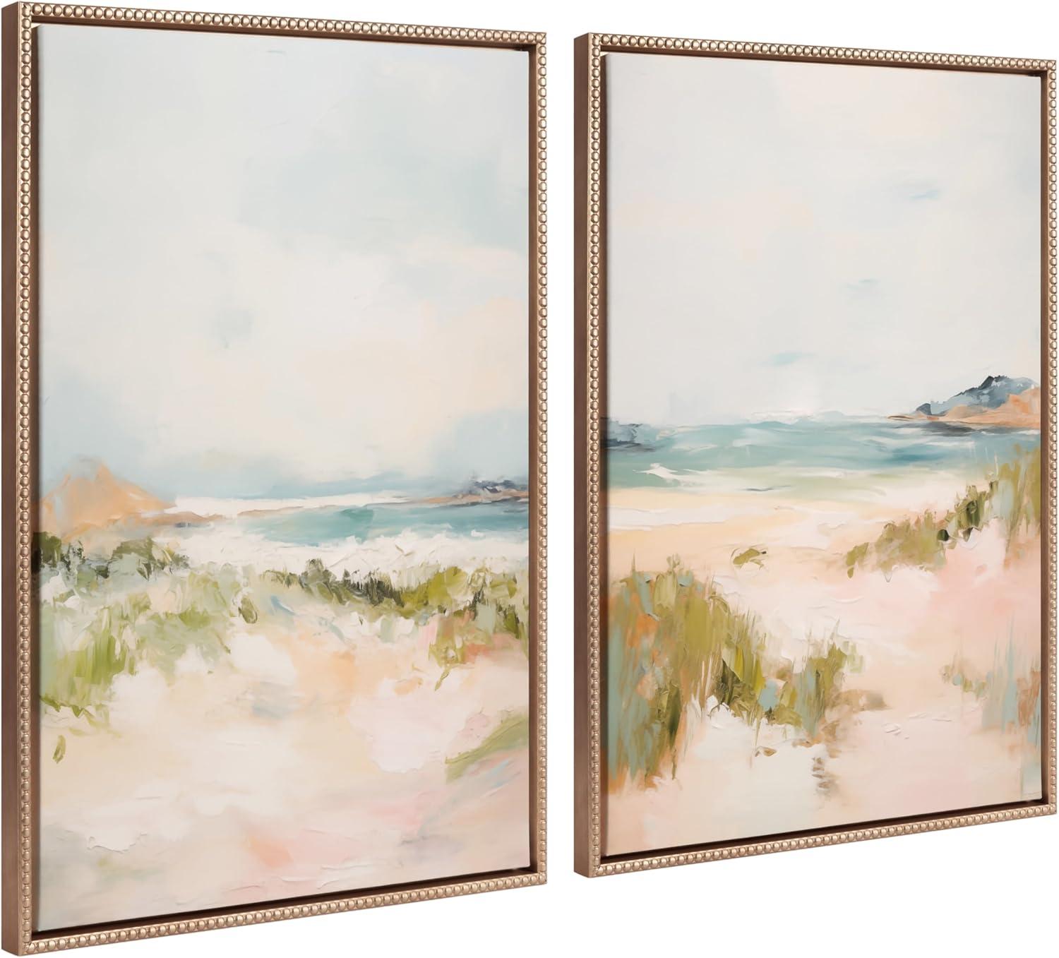 Kate & Laurel All Things Decor (Set of 2) 23"x33" Sylvie Beaded Tranquil III and V Framed Arts by Amy Lighthall Gold