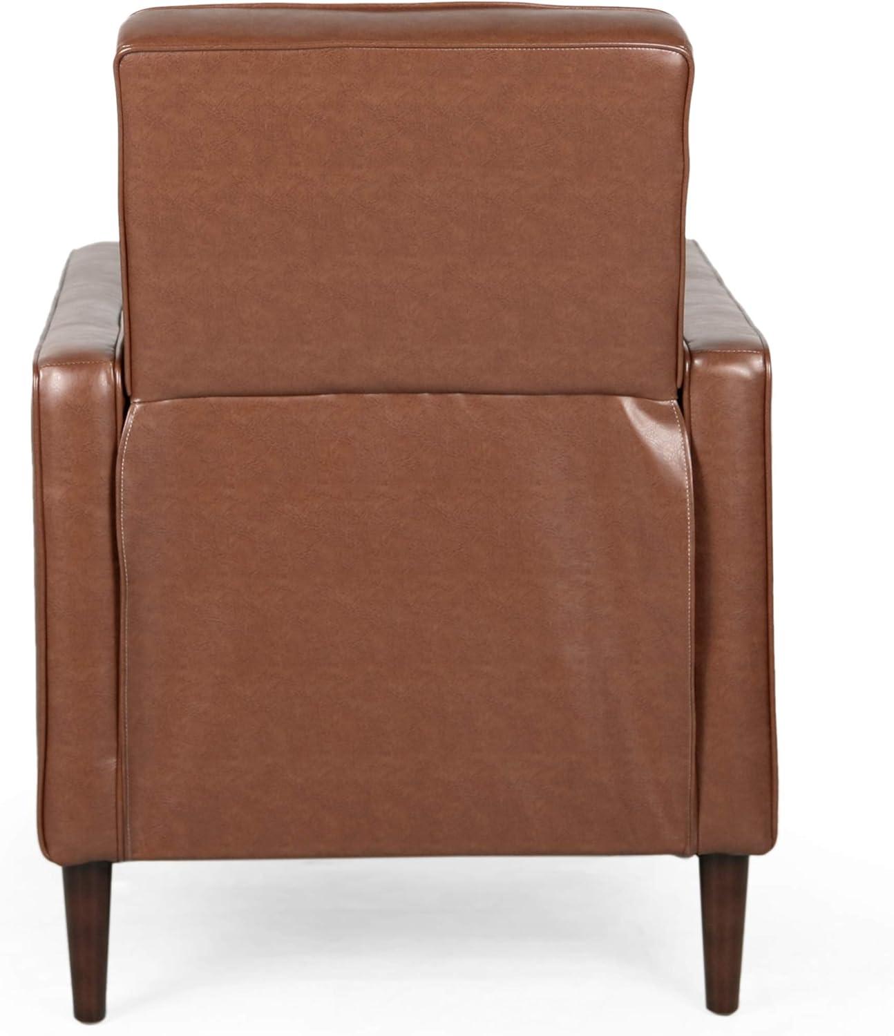 Mervynn Mid-Century Modern Button Tufted Recliner Cognac Brown/Dark Espresso - Christopher Knight Home