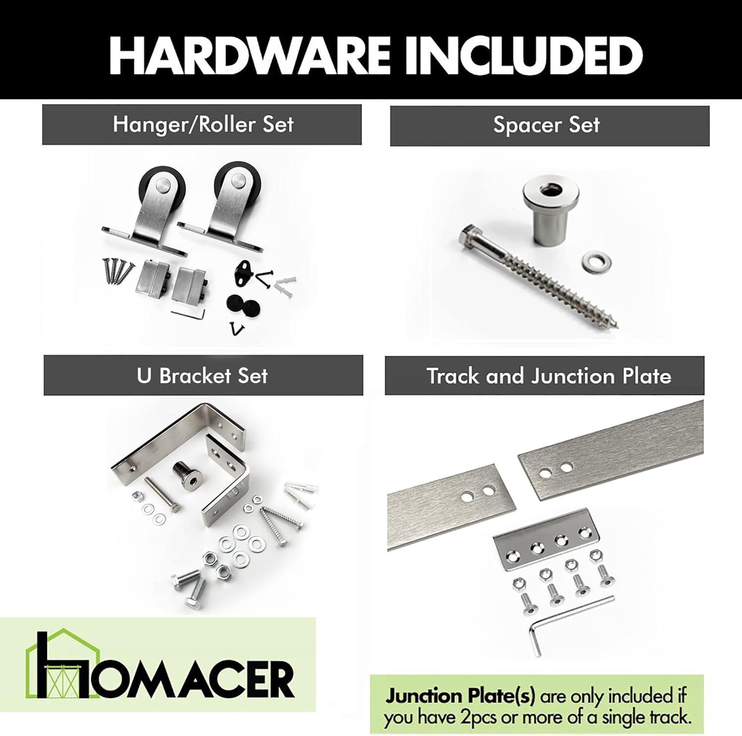 Brushed Nickel Double Track Bypass Sliding Barn Door Hardware Kit