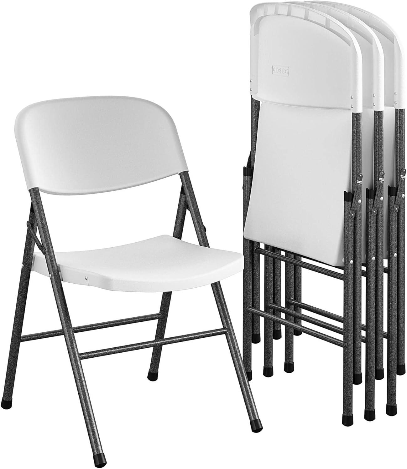 COSCO Commerical Plastic Folding Chairs, 4-Pack, White Speckle