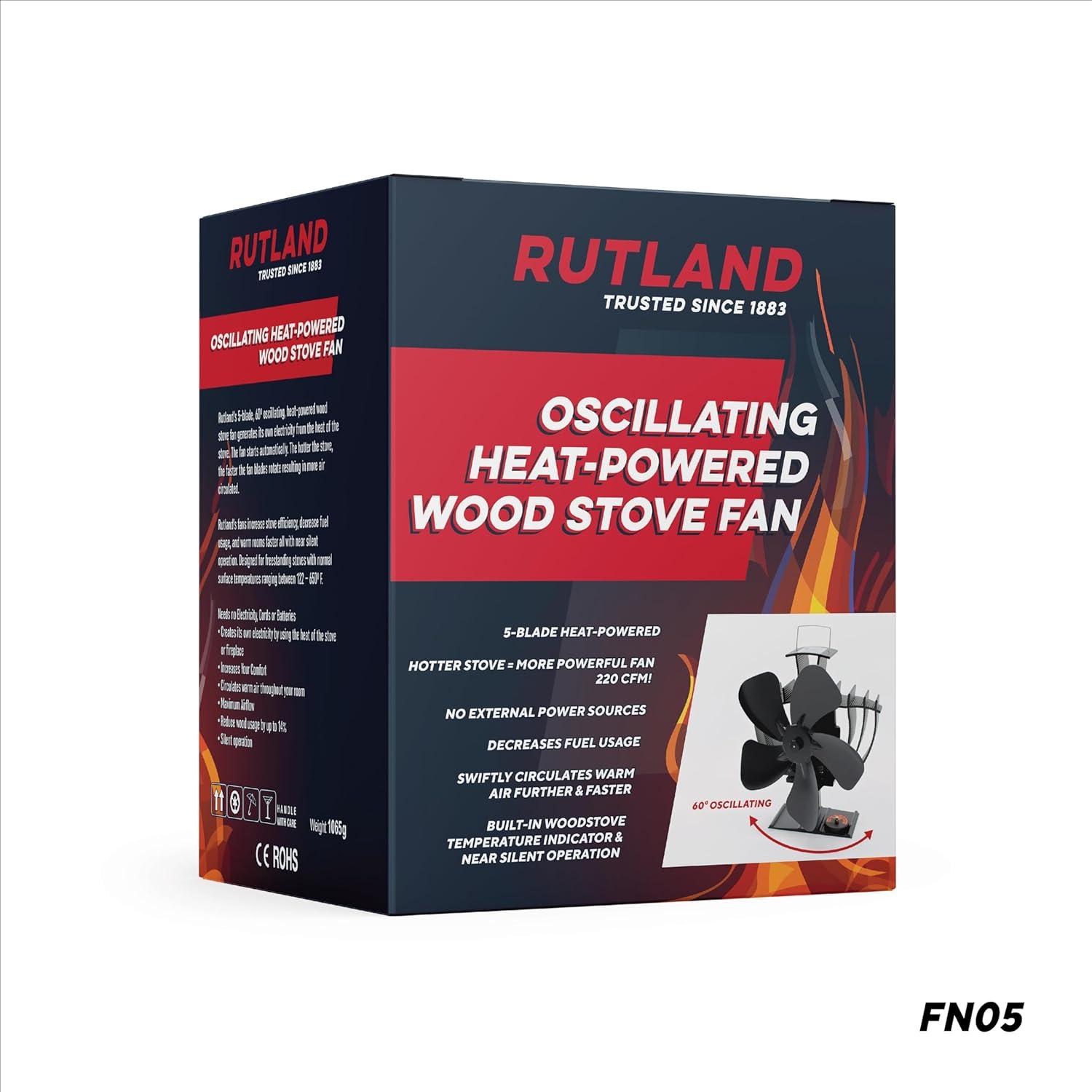 Black Matte Heat-Powered Oscillating Wood Stove Fan
