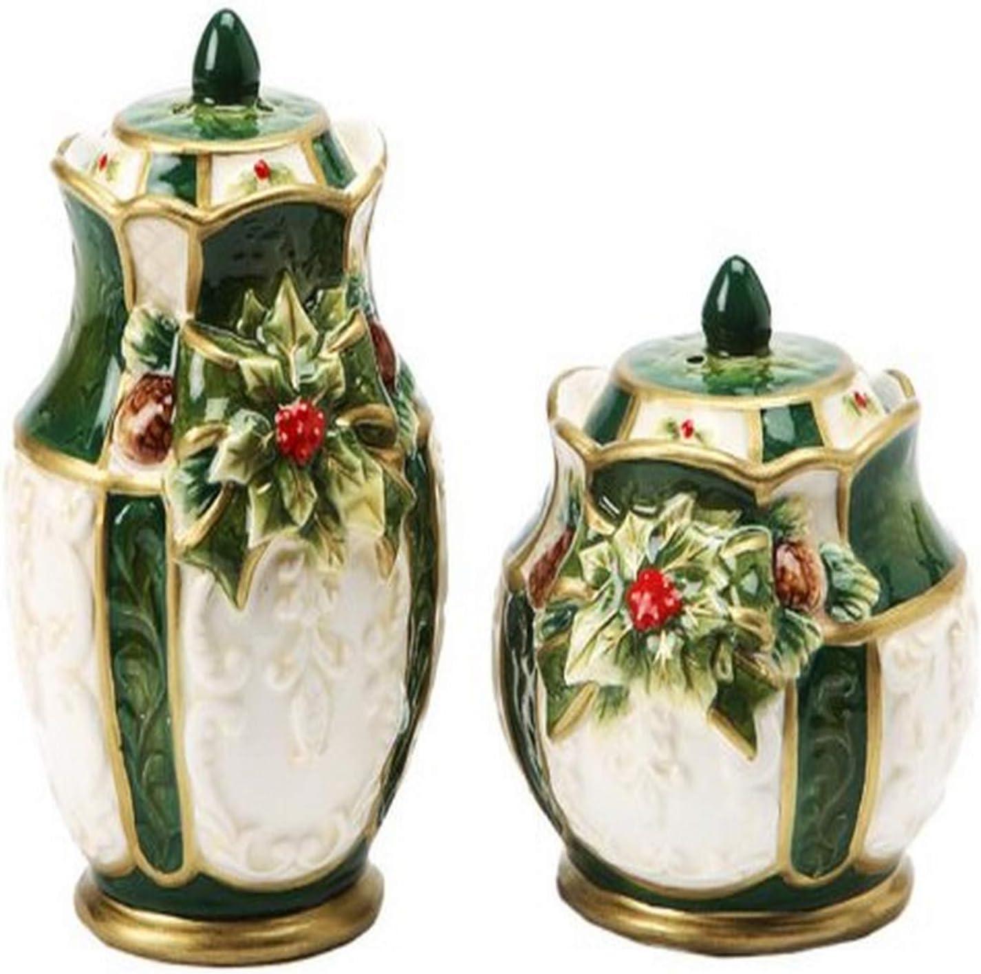 Cosmos Gifts Cosmos Gifts Emerald Holiday 2-Piece Salt and Pepper Set