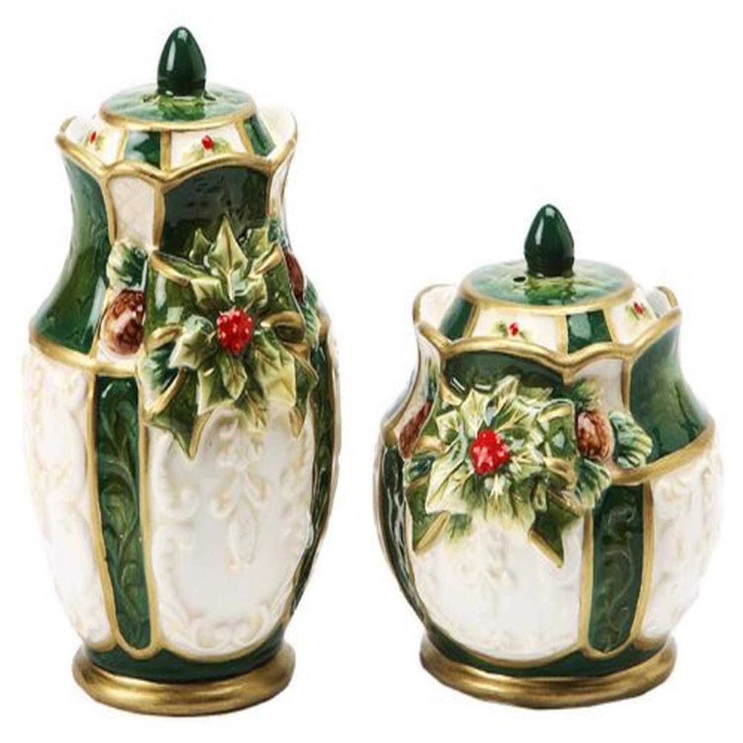 Cosmos Gifts Cosmos Gifts Emerald Holiday 2-Piece Salt and Pepper Set