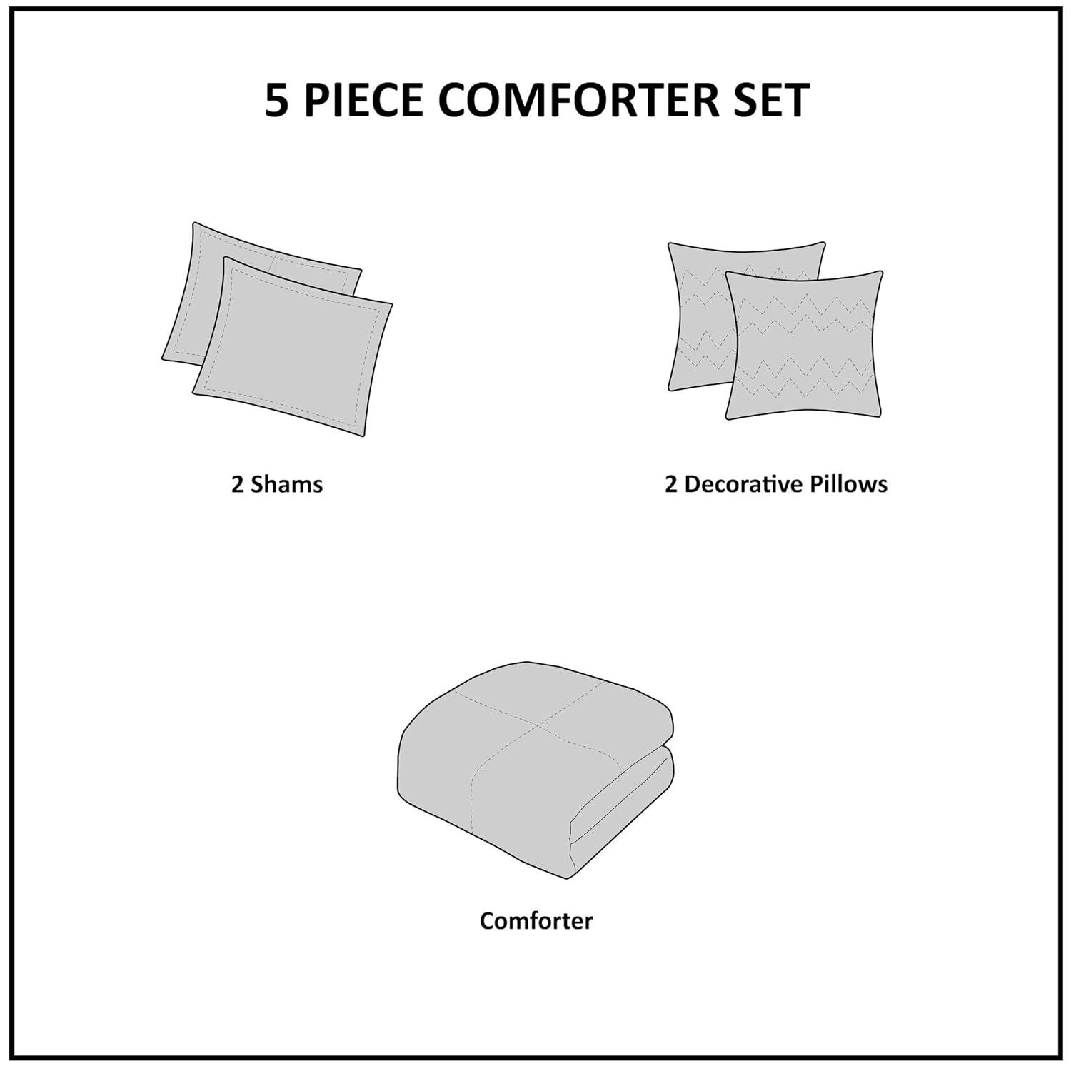 Dierdre Cotton Comforter Set (Full/Queen) 5-Piece - Blue: Madison Park, Paisley Pattern, Machine Washable