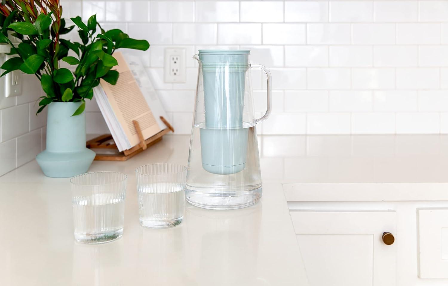 LifeStraw Home 10 Cup Plastic Water Filter Pitcher Seafoam