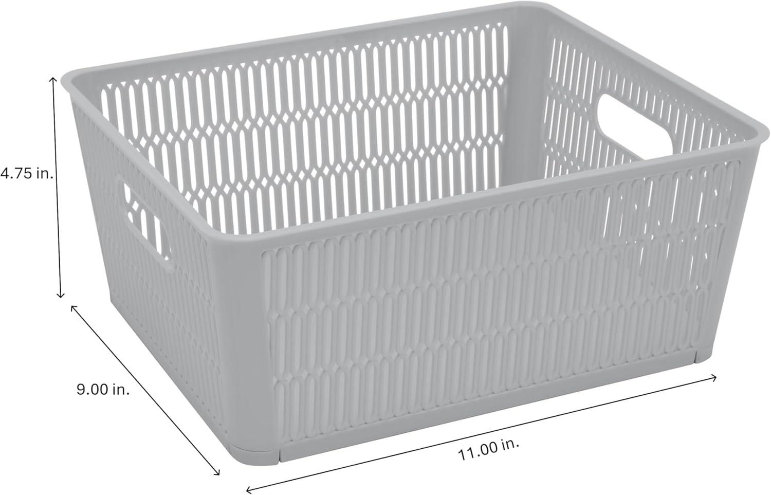 Simplify Slide 2 Stack It 2 Pack Plastic Storage Basket in Grey