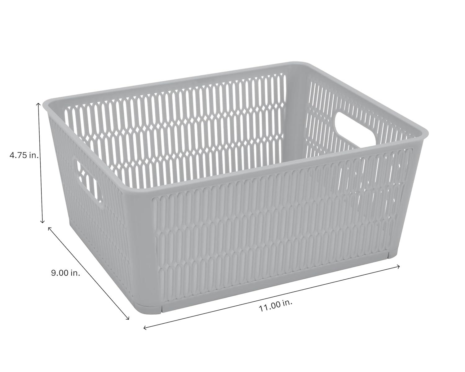 Simplify Slide 2 Stack It 2 Pack Plastic Storage Basket in Grey