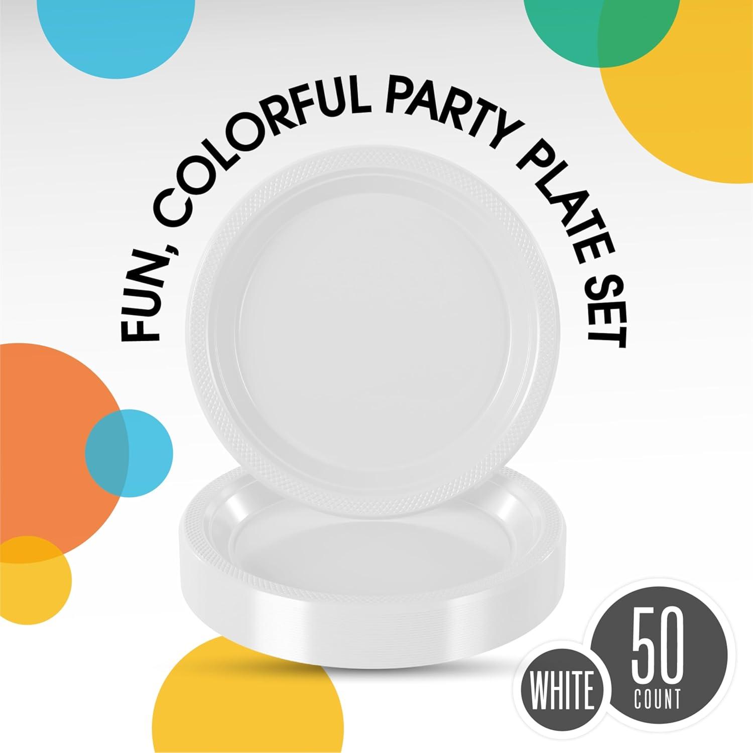 Exquisite 10" Disposable Party Plastic Plates - 50 Count