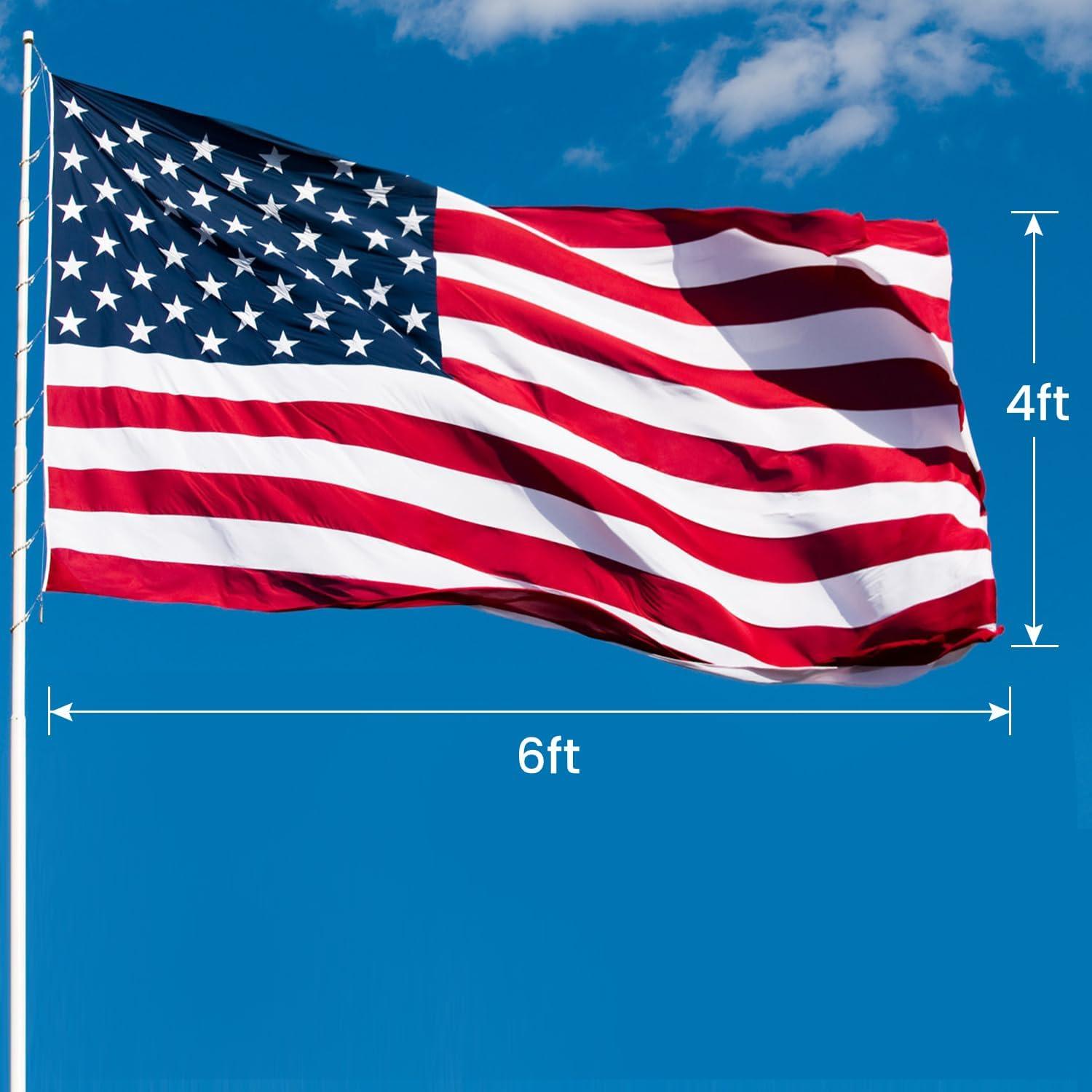 Patriotic Blue Polyester Outdoor American Flag with Embroidered Stars