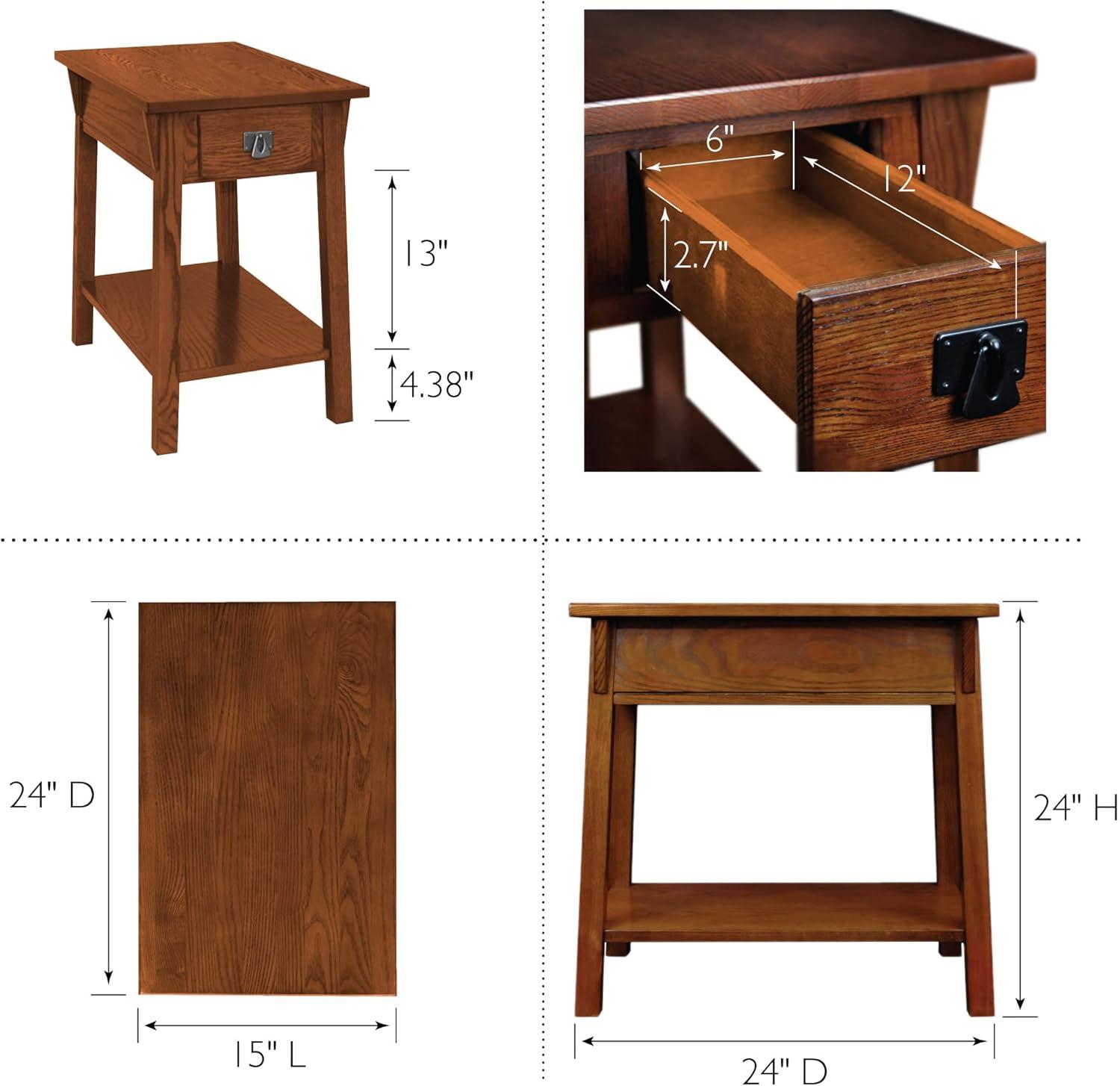 Favorite Finds Mission Chairside Table Russet Finish - Leick Home: Compact, Tiered, with Drawer & Shelf