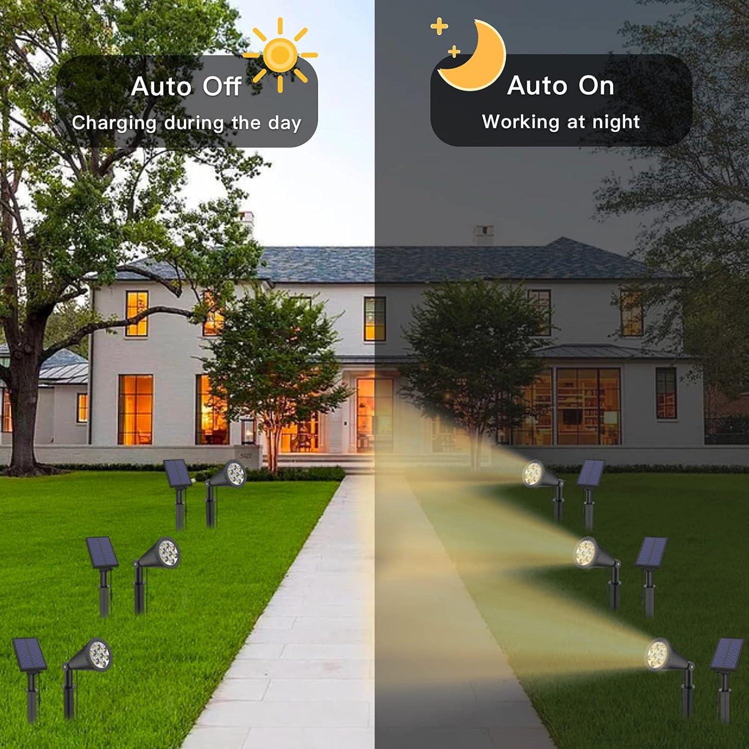 MEIHONG Solar Spot Light Outdoor, Waterproof Solar LED Landscape Lights Dusk to Dawn, 2-in-1 Solar Spotlight Solar Powered Accent Lights for Garden Porch Walkway Patio (1 Pack)