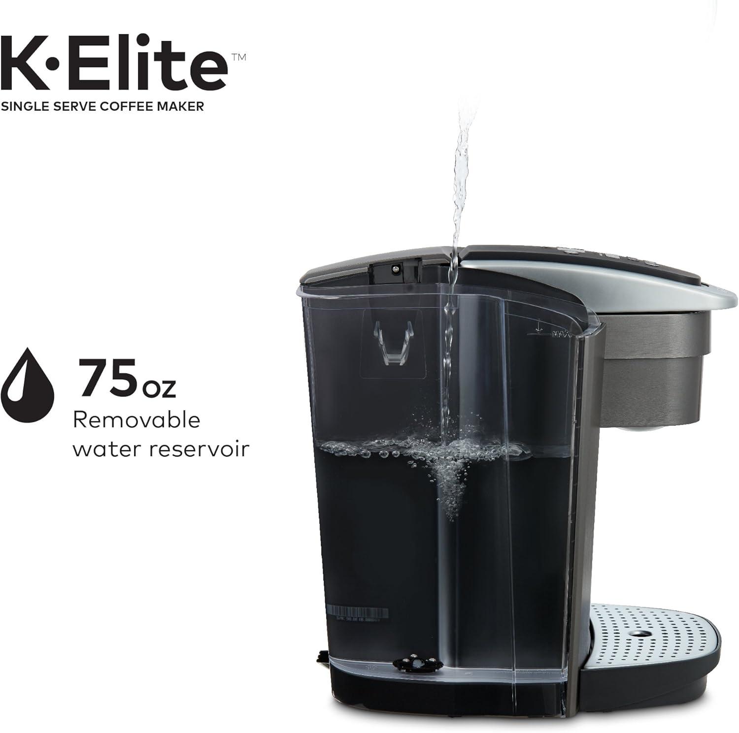 Keurig K-Elite Single-Serve K-Cup Pod Coffee Maker with Iced Coffee Setting - Brushed Slate: 75 oz Capacity, Electric, Dishwasher-Safe Parts