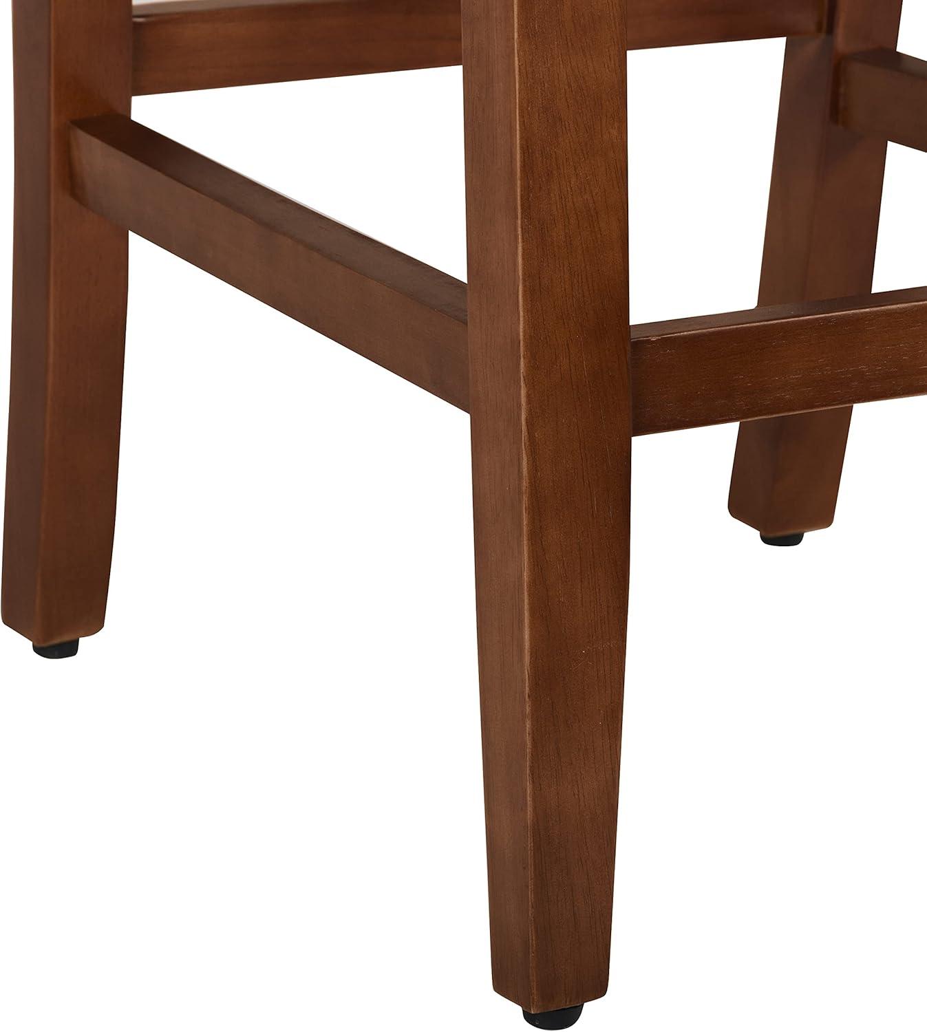 Luxury 29" Brown Faux Leather Barstool with Wood Legs