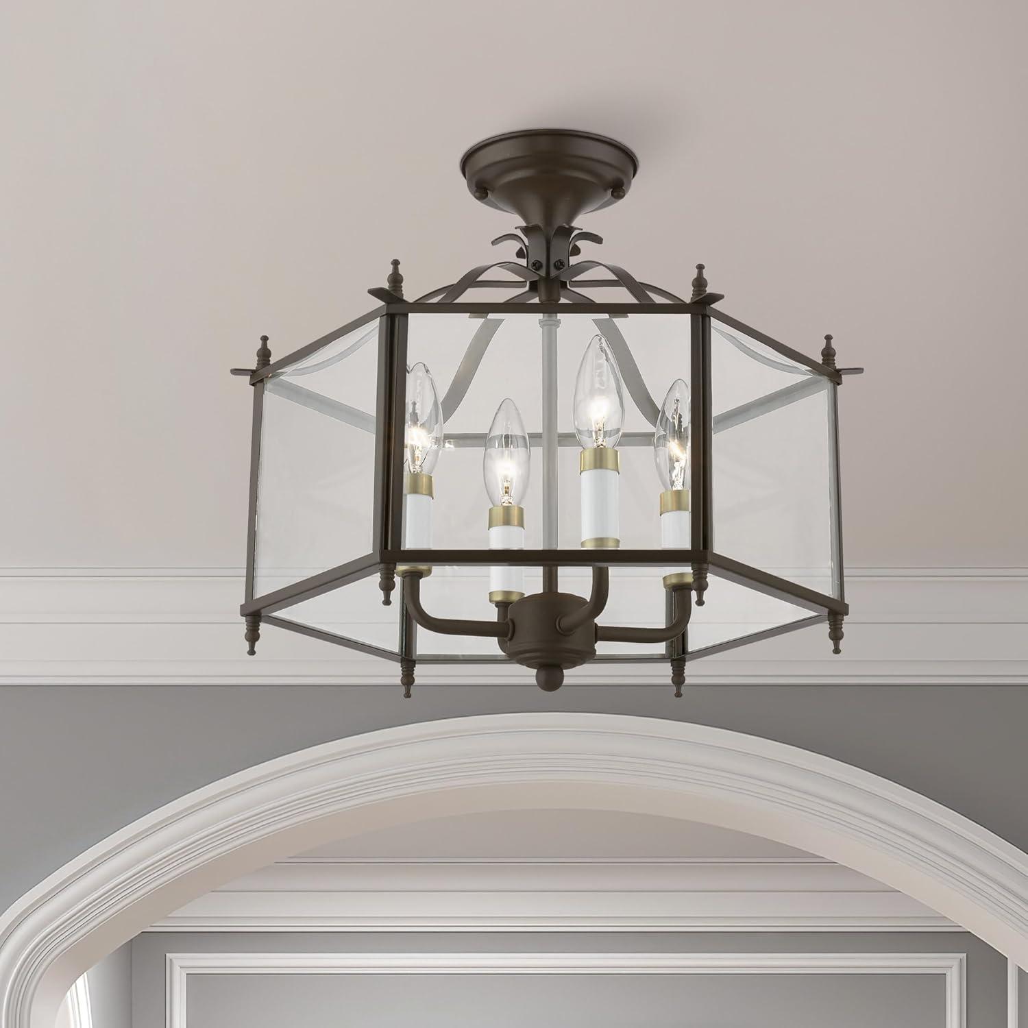 Livex Lighting Livingston 4 - Light Pendant in  English Bronze/Antique Brass