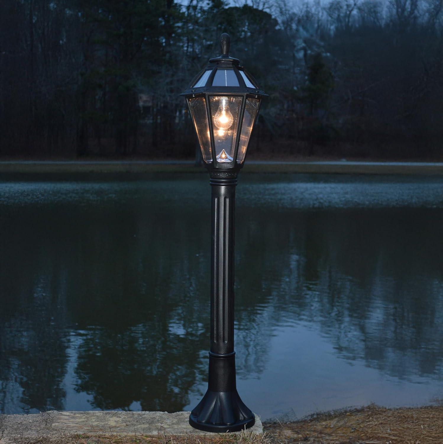 Polaris Black Resin Solar Pathway Light with LED Bulb