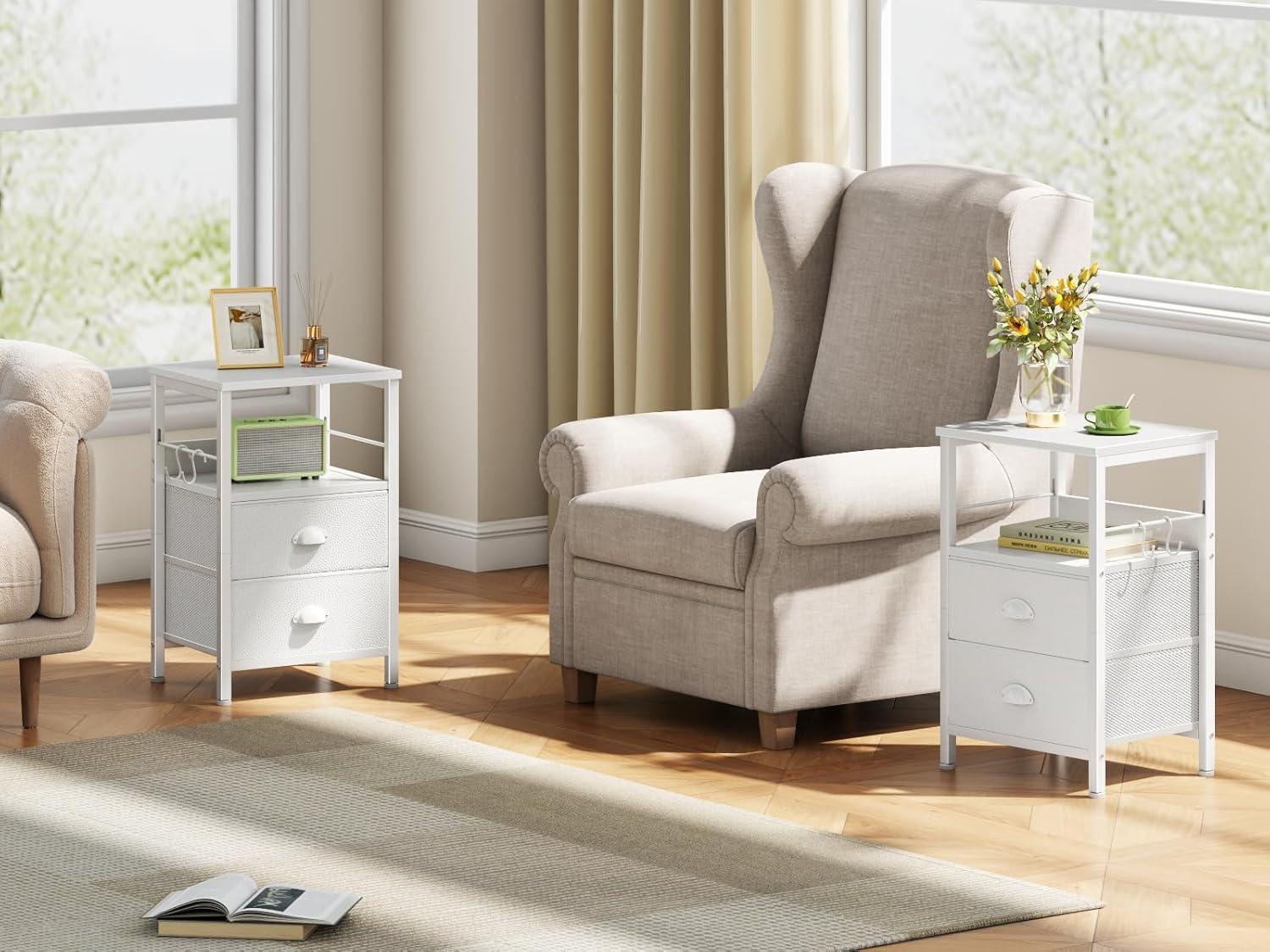 Furologee Nightstands Set of 2, White