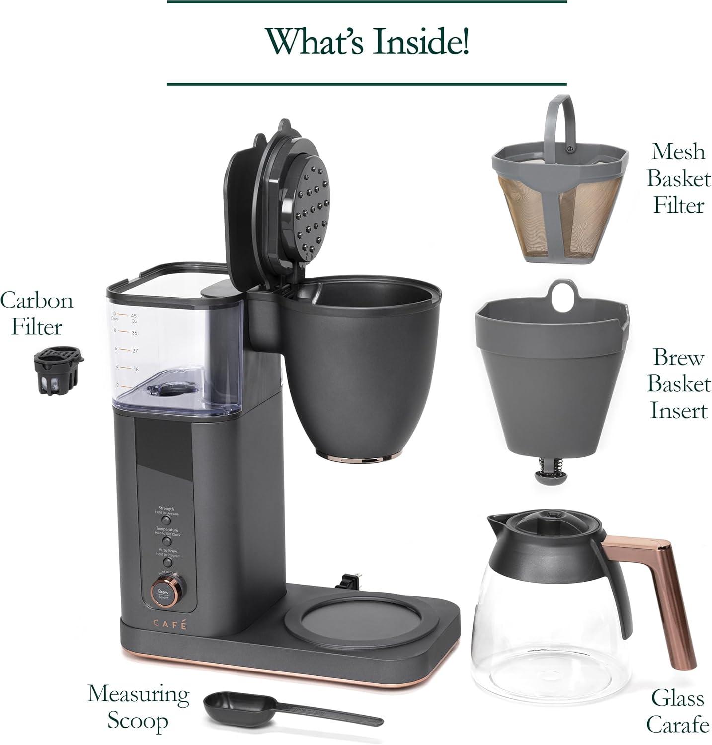 Café ™ Matte Black 10-Cup Drip Coffee Maker with Glass Carafe