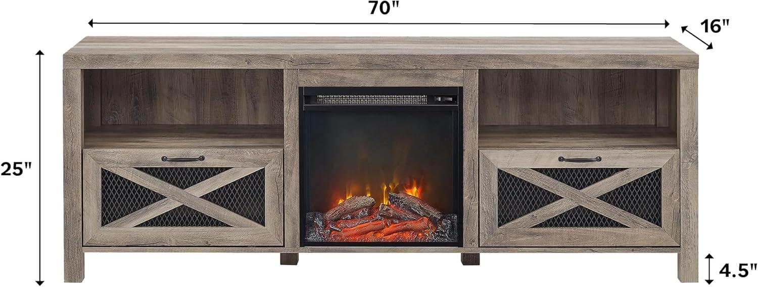 Walker Edison Farmhouse Fireplace TV Stand for TVs up to 80", Grey Wash