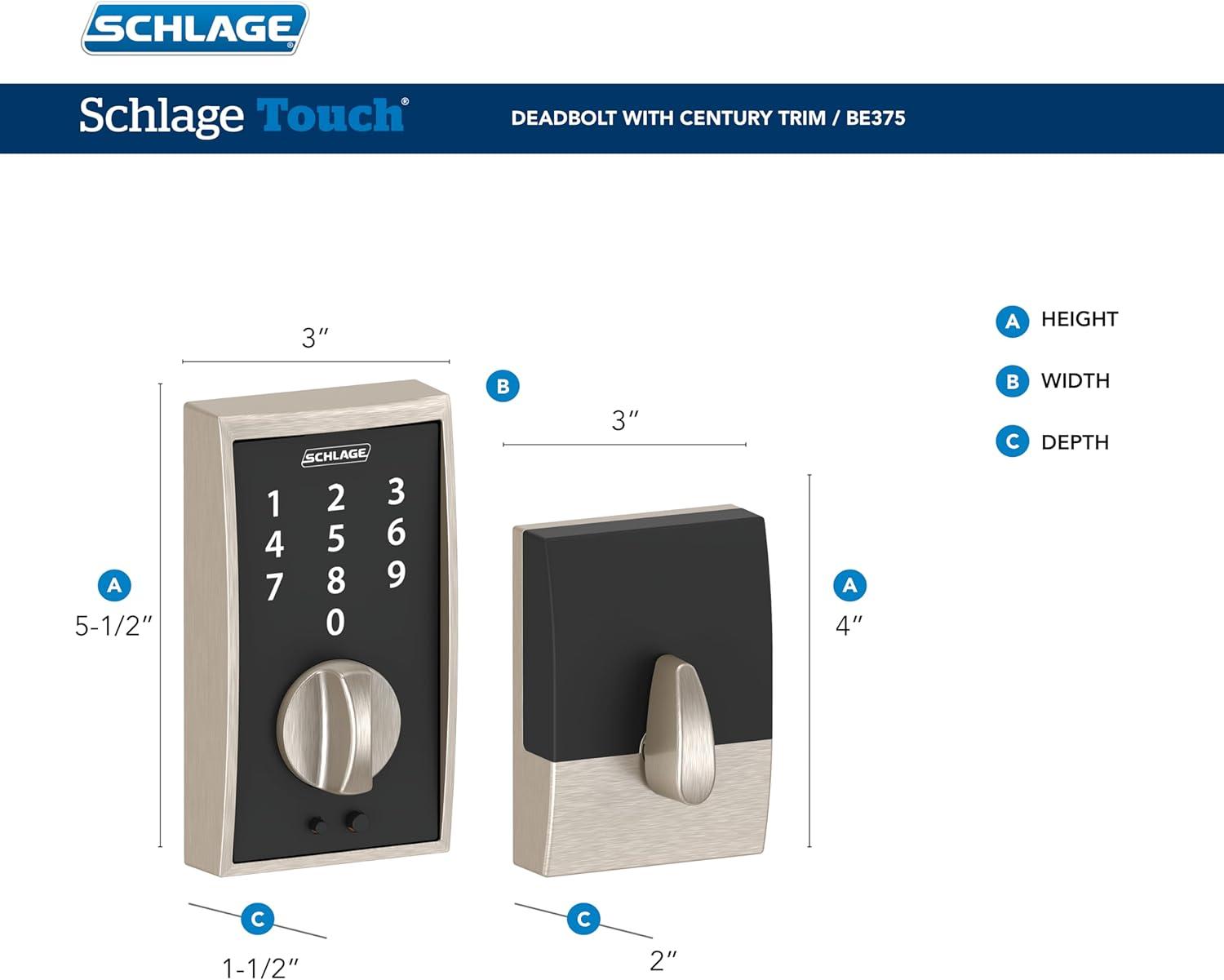 Satin Chrome Keyless Touchscreen Deadbolt with Mechanical Knob