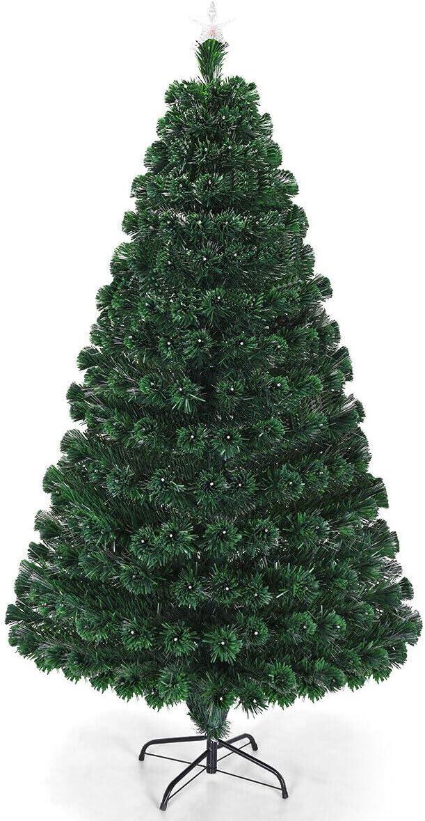 7ft Multi-Color Fiber Optic Prelit Christmas Tree with Metal Stand