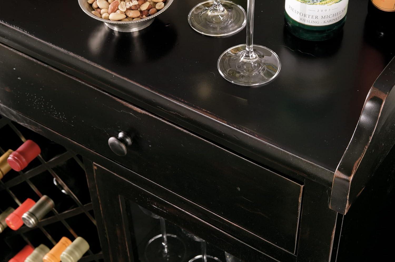 Worn Black 41" Hardwood Wine and Bar Console