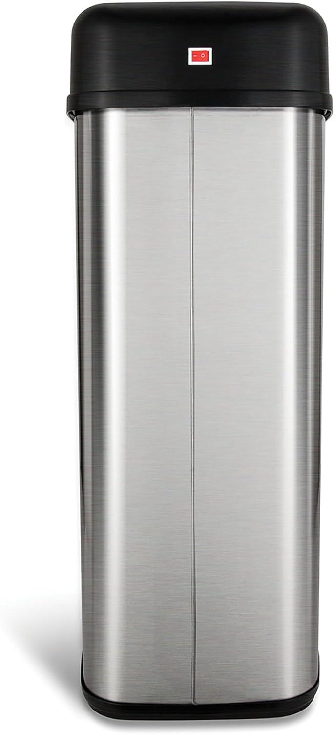 13 Gallon Stainless Steel Touchless Motion Sensor Trash Can with Black Lid