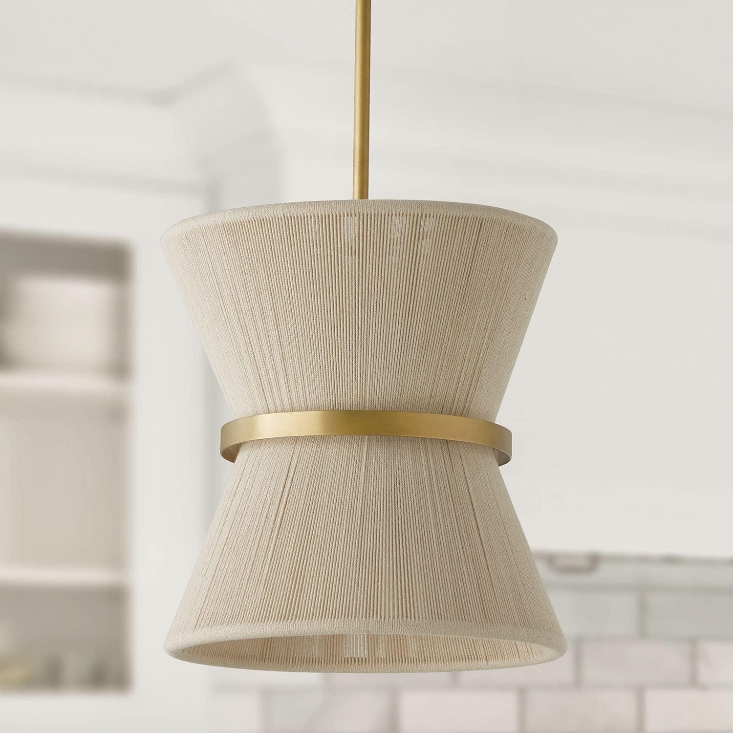 Capital Lighting 341211 Cecilia 12" Wide Pendant - Bleached Natural Rope / Patinaed Brass