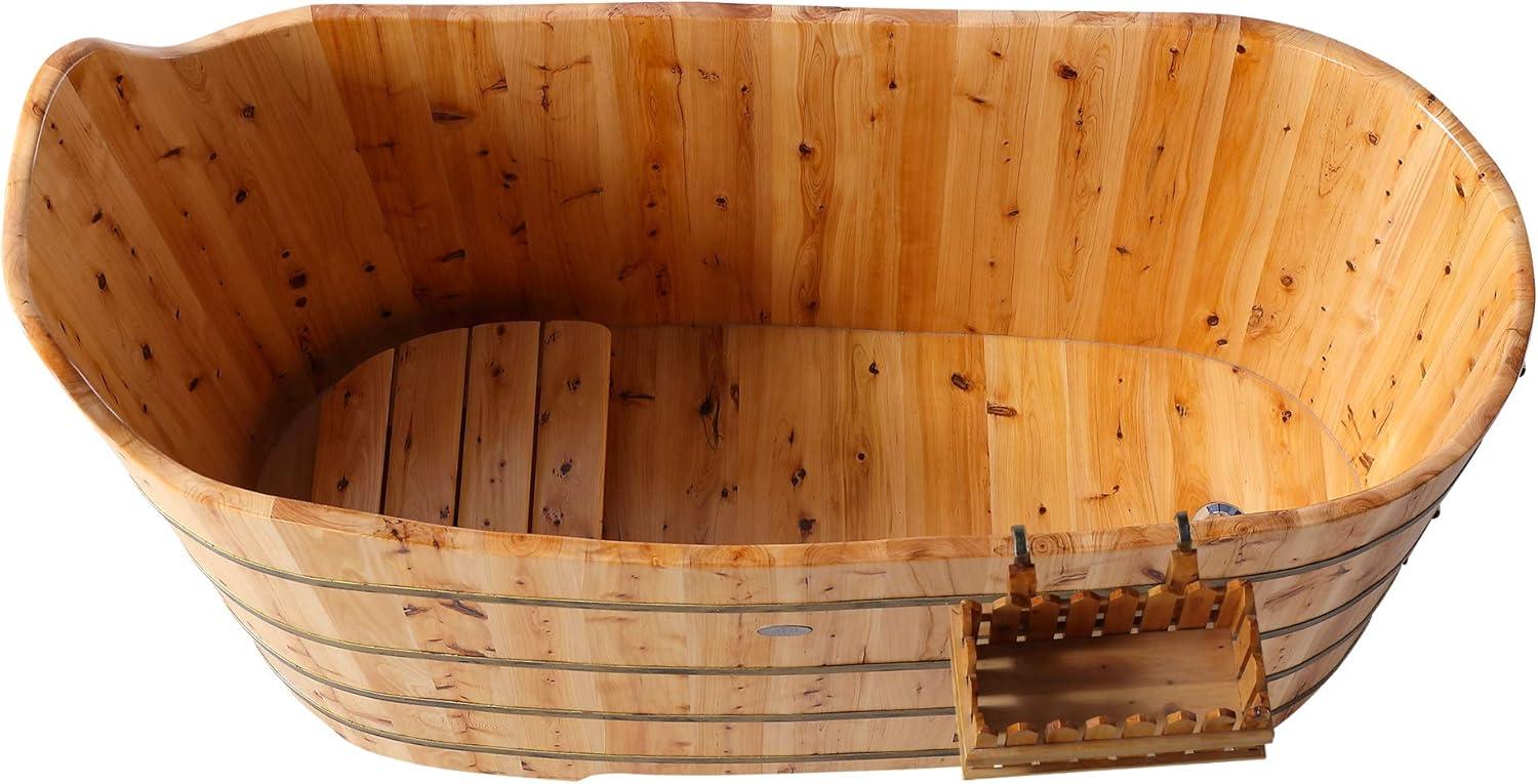 59'' x 25.6'' Freestanding Soaking Solid Surface Bathtub