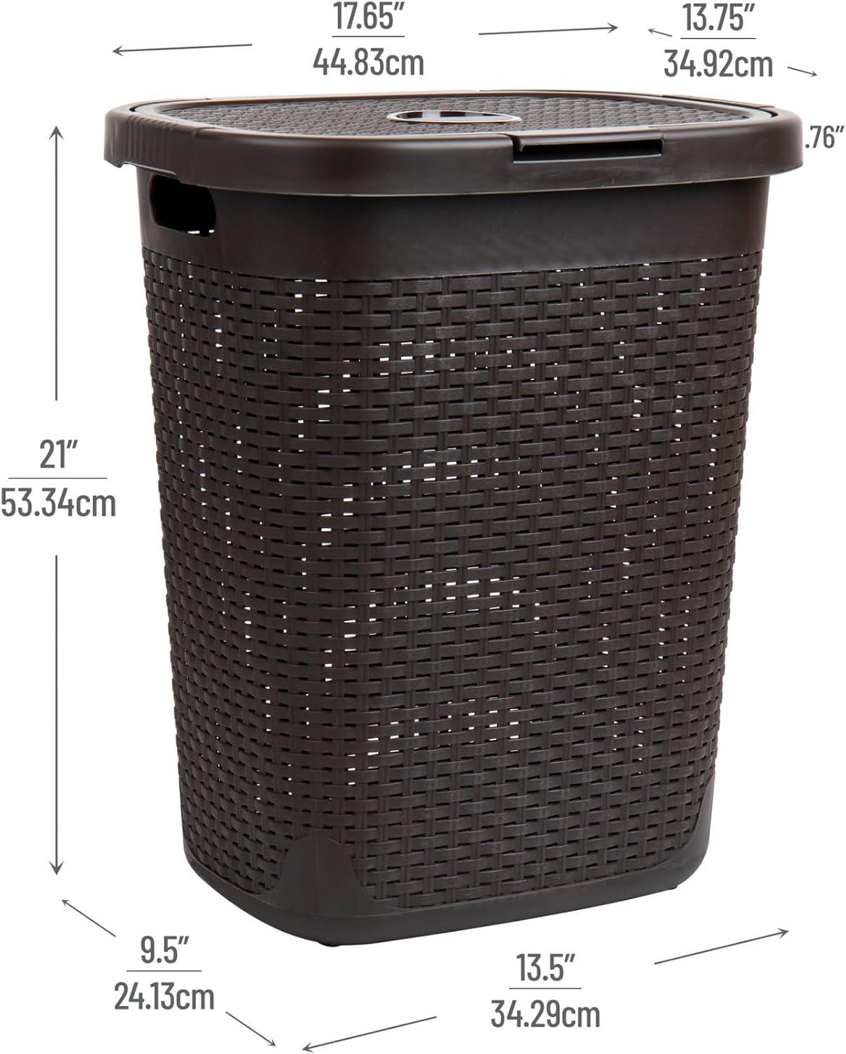 Mind Reader Mind Reader 50L Slim Laundry Hamper, Clothes Basket, Lid, Plastic
