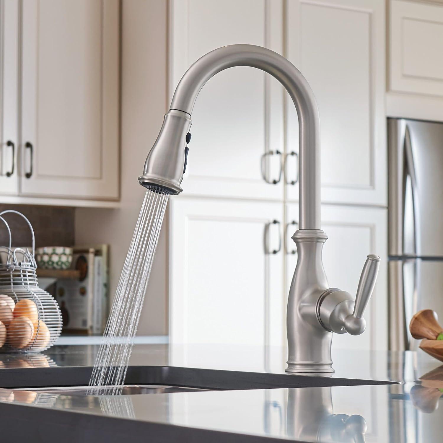 Brantford Pull Out Single Handle Kitchen Faucet with PowerBoost and Reflex