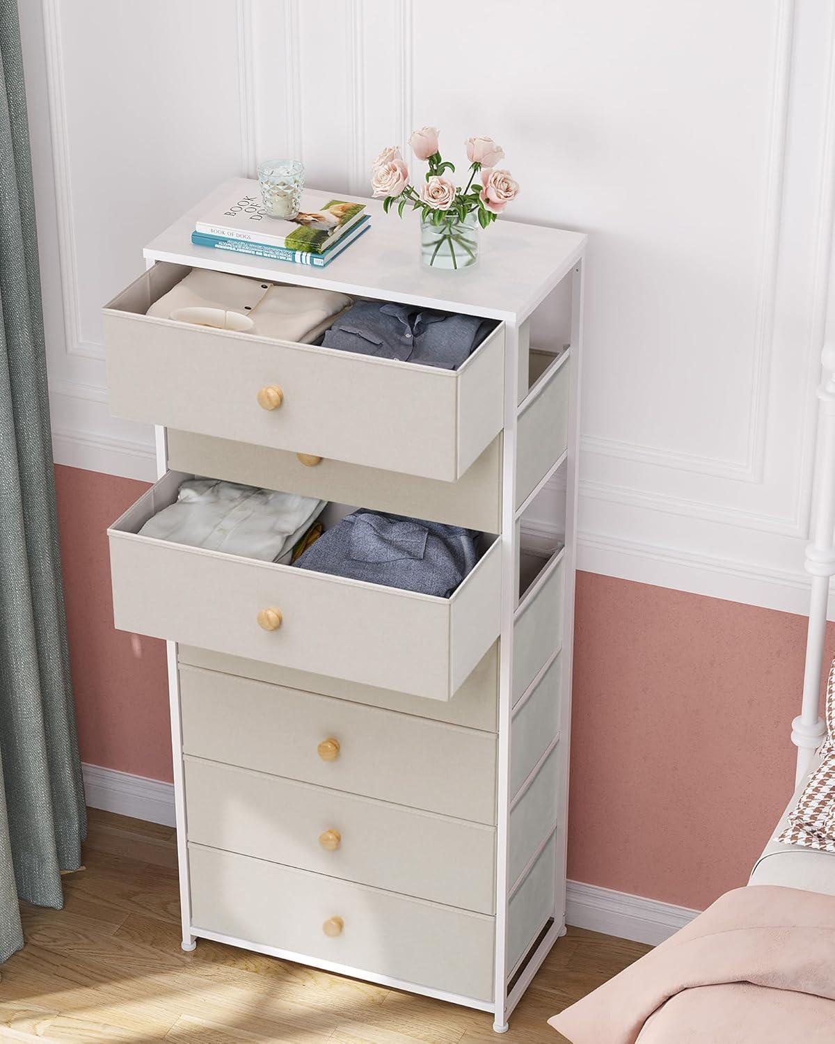 Crestlive Products 7 Drawers dresser for bedroom Chest Furniture Storage Tower Organizer Unit for Bedroom Beige