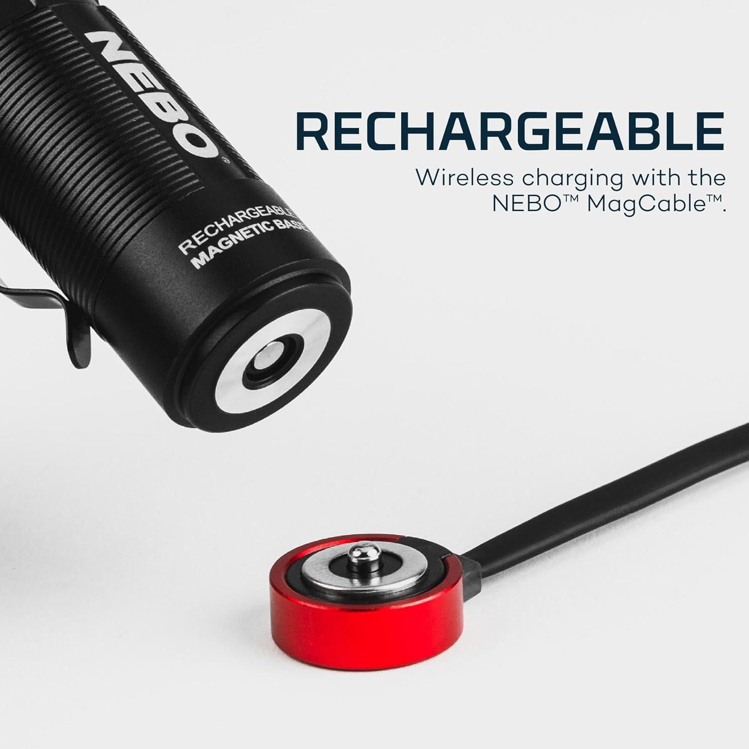 "NEBO SWYVEL 1000 Lumen Rechargeable Flashlight: Rotating Head, 5 Modes, Magnetic Base - Black"