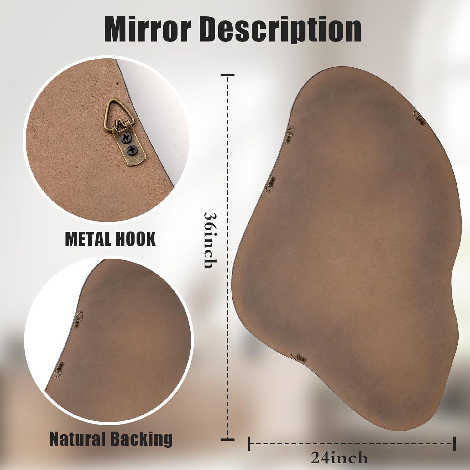 Funtouch Irregular Wall Mirrors 24"x 36" Cloud Shaped Mirrors for Bathroom, Aluminum Alloy Frame Black