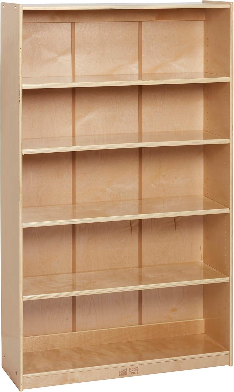 Adjustable Classic Birch Bookcase for Kids, 60in, Natural Brown