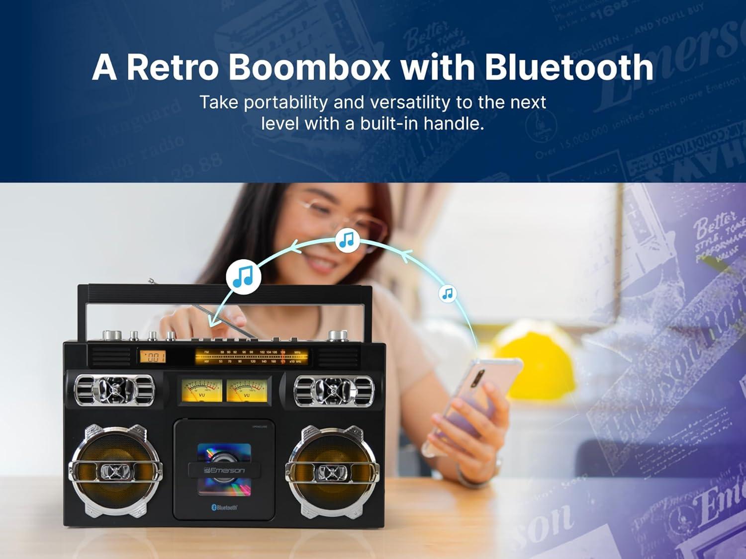 Emerson® Bluetooth® CD/Radio Retro Boom Box, Black, EPB-3004
