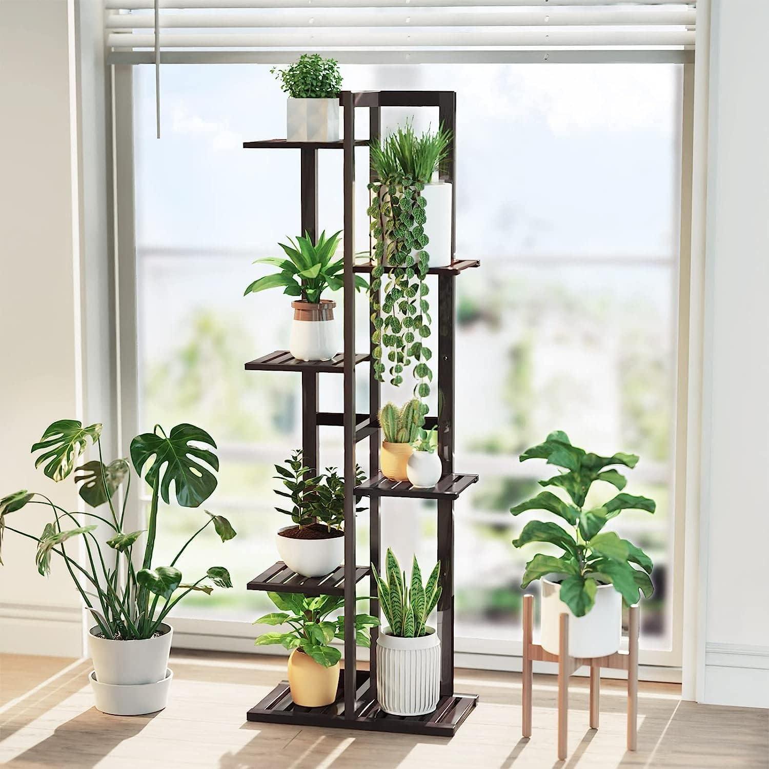 47-Inch Tall Brown Bamboo 6-Tier Plant Stand