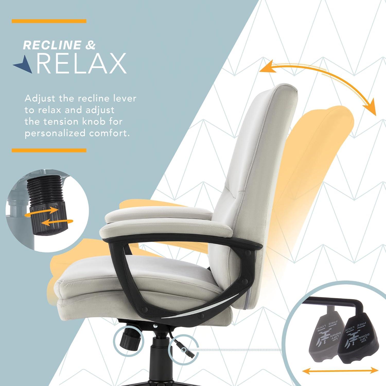 CLICK365 Click365 Classic Comfort Executive Office Chair, Ergonomic Mid-Back, Double-Layer Seat Cushion