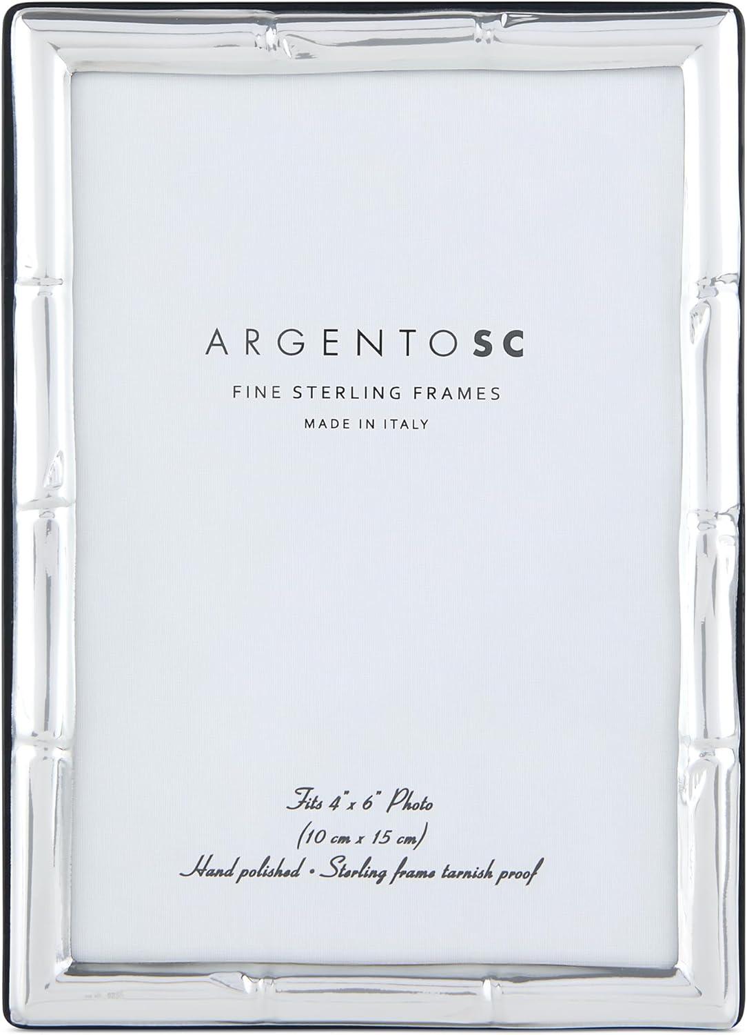 Bamboo Sterling Silver Picture Frames - Handmade in Italy, Tarnish-free, Silver Picture Frame with Dual Easel for Portrait & Landscape Display, Exceptional Gift for Any Occasion (4X6)