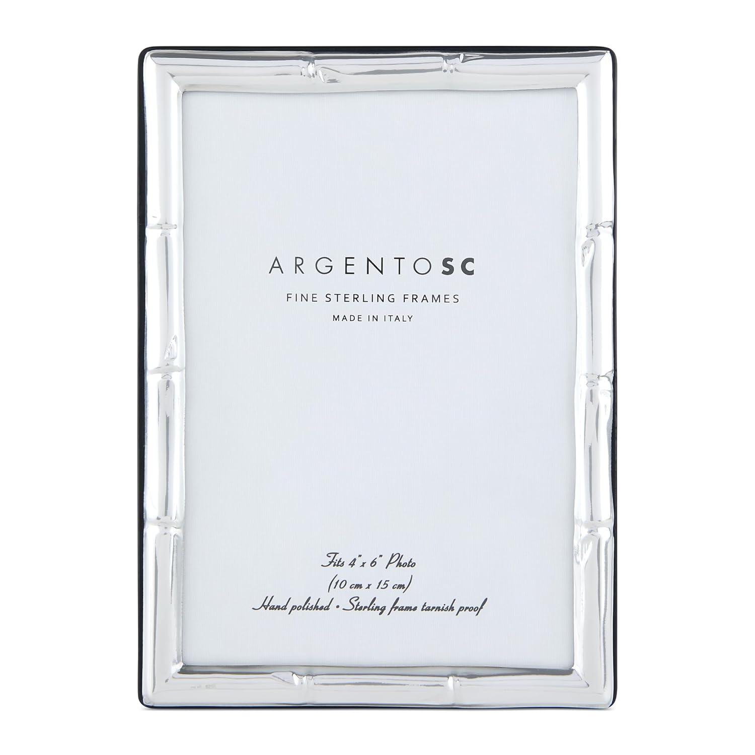 Bamboo Sterling Silver Picture Frames - Handmade in Italy, Tarnish-free, Silver Picture Frame with Dual Easel for Portrait & Landscape Display, Exceptional Gift for Any Occasion (4X6)