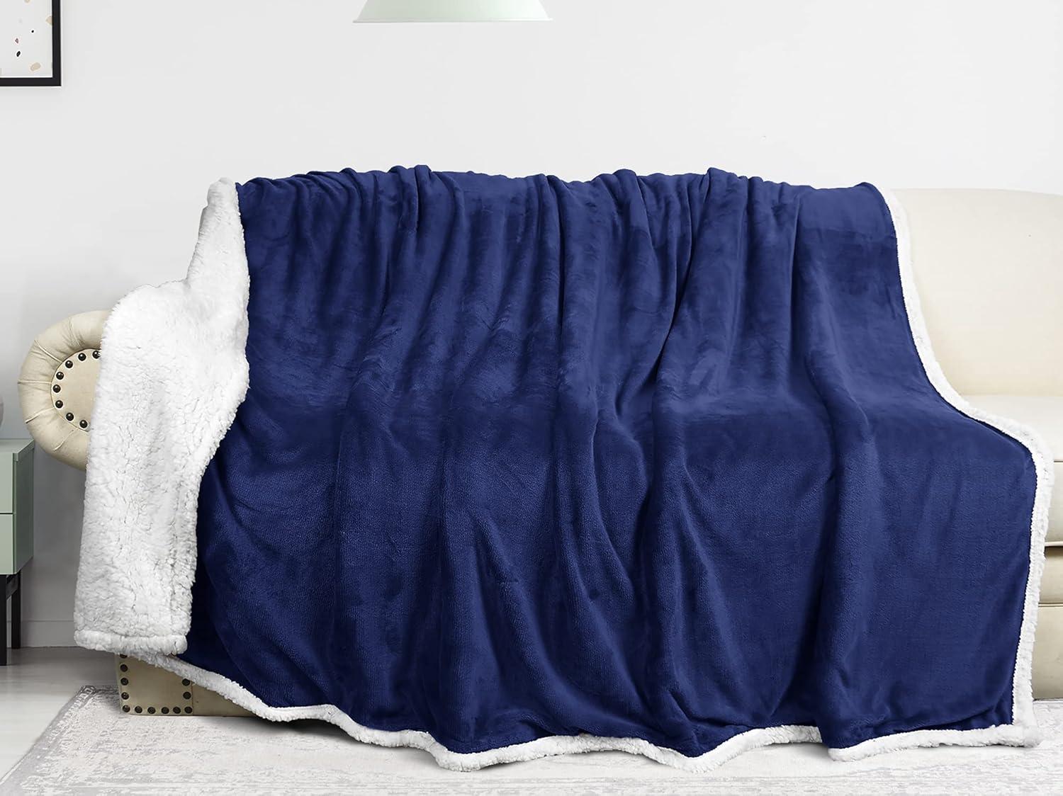 Catalonia Fleece Throw Blanket, Super Soft Mink Plush Couch Blanket, TV Bed Fuzzy Blanket, Fluffy Comfy Warm Heavy Throws, Comfort Caring Gift, Blue